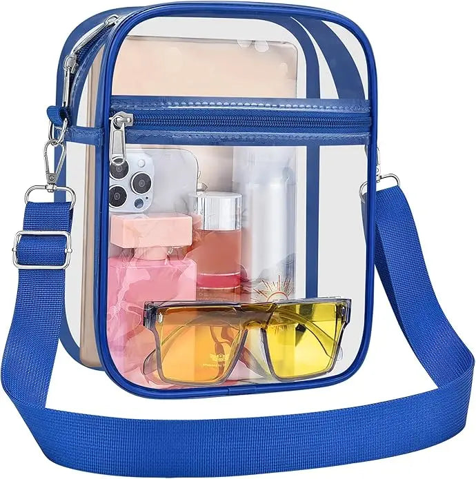Clear Stadium Approved Crossbody Bag – Waterproof Transparent PVC Purse for Women, Concerts & Sporting Events