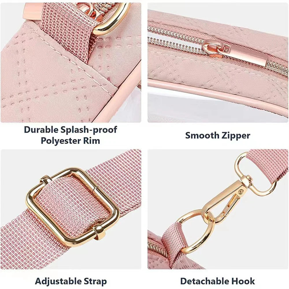 Transparent PVC Crossbody Bag Ladies Jelly Square Shoulder Messenger Bag Waterproof Cosmetic Bag Female Phone Purse for Travel