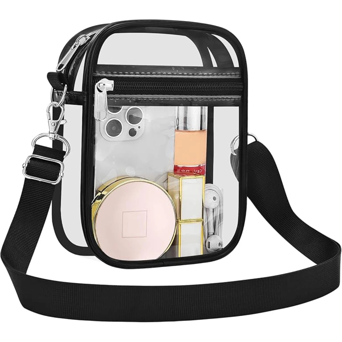 Clear Stadium Approved Crossbody Bag – Waterproof Transparent PVC Purse for Women, Concerts & Sporting Events