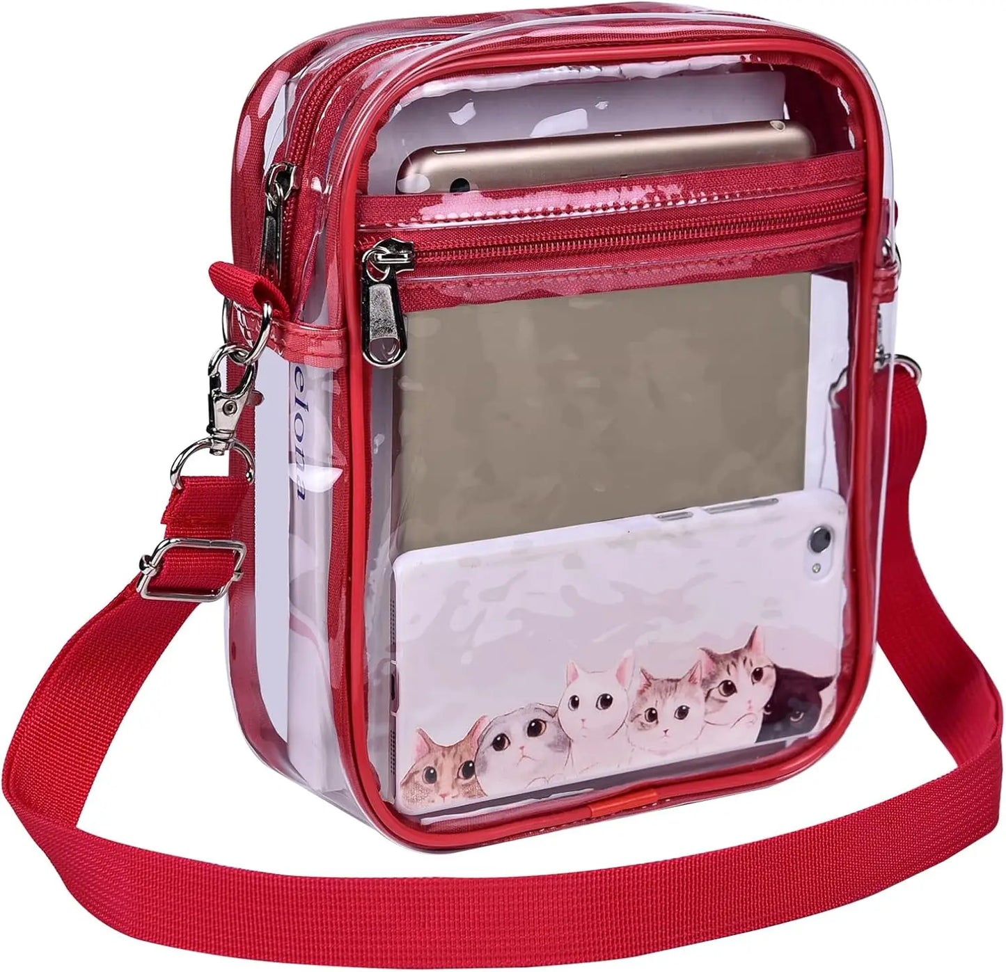 Clear Stadium Approved Crossbody Bag – Waterproof Transparent PVC Purse for Women, Concerts & Sporting Events