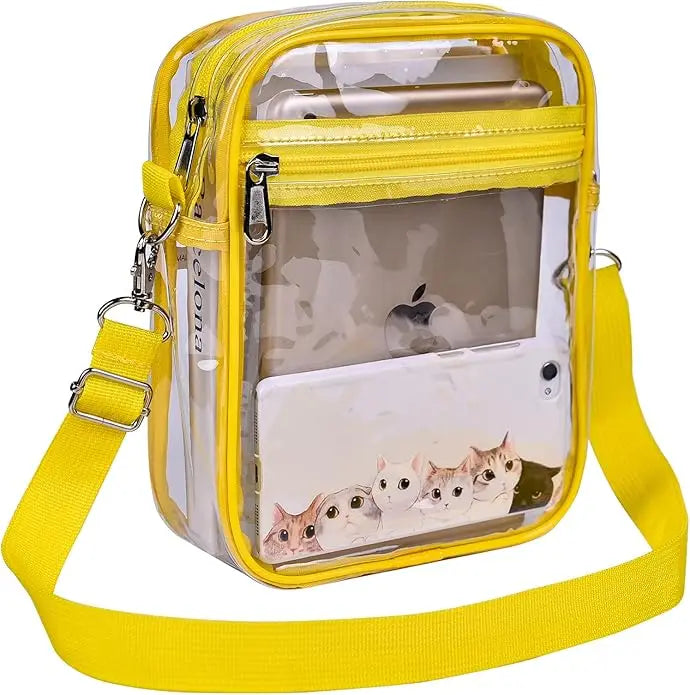Clear Stadium Approved Crossbody Bag – Waterproof Transparent PVC Purse for Women, Concerts & Sporting Events