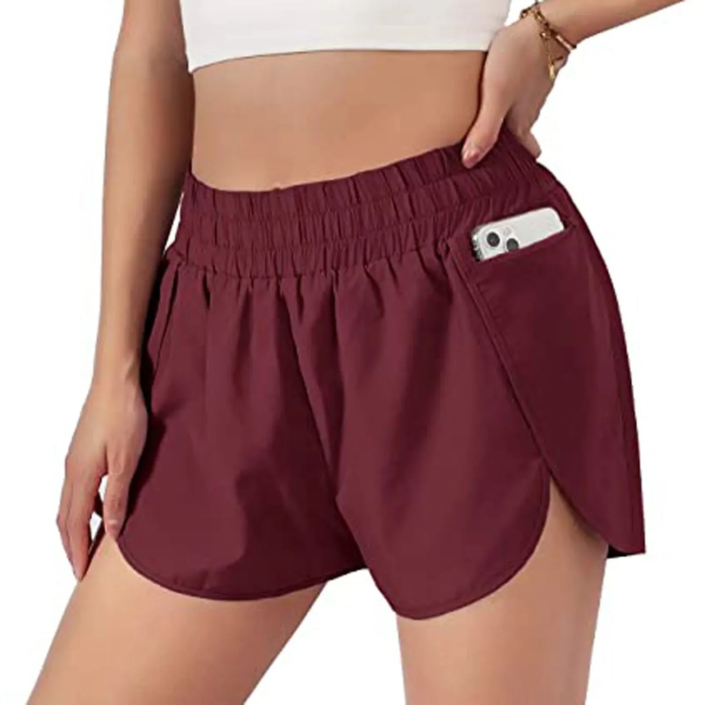 Women’s 2-in-1 Running Shorts with Zipper Pocket – Sports, Yoga, Tennis, Fitness (S-2XL)