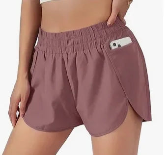 Women’s 2-in-1 Running Shorts with Zipper Pocket – Sports, Yoga, Tennis, Fitness (S-2XL)