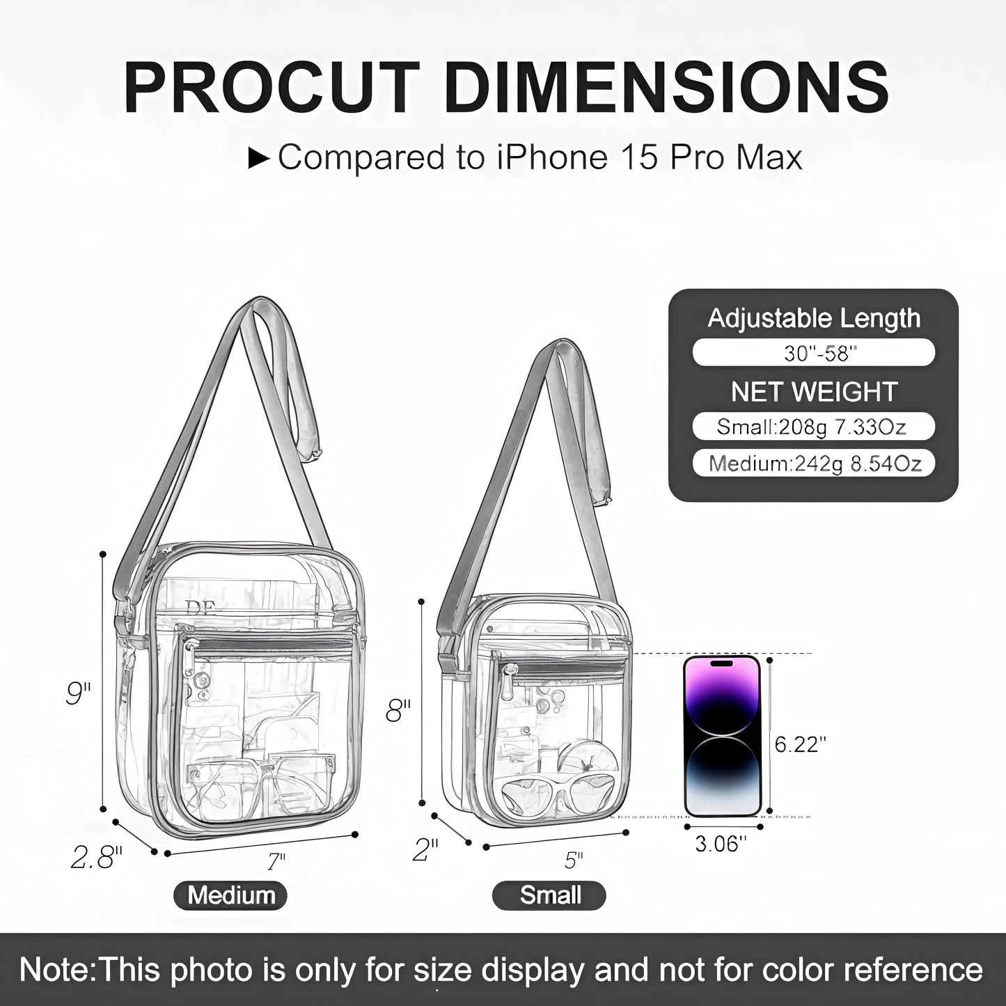 Clear Stadium Approved Crossbody Bag – Waterproof Transparent PVC Purse for Women, Concerts & Sporting Events