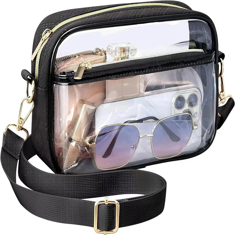 Transparent PVC Crossbody Bag Ladies Jelly Square Shoulder Messenger Bag Waterproof Cosmetic Bag Female Phone Purse for Travel