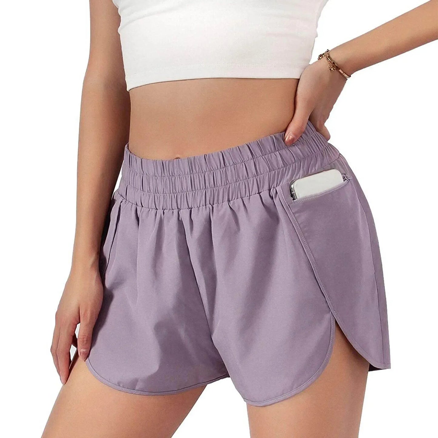 Women’s 2-in-1 Running Shorts with Zipper Pocket – Sports, Yoga, Tennis, Fitness (S-2XL)
