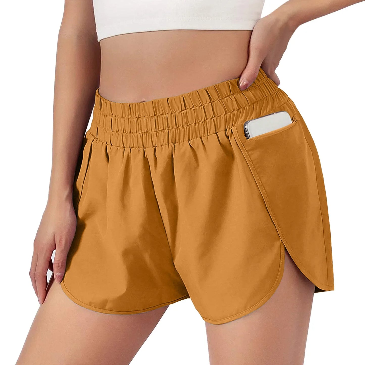 Women’s 2-in-1 Running Shorts with Zipper Pocket – Sports, Yoga, Tennis, Fitness (S-2XL)