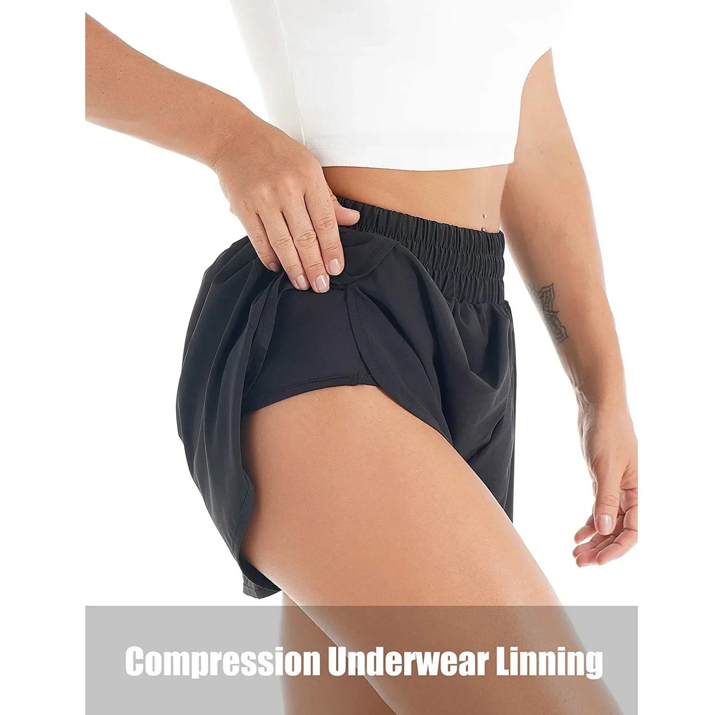 Women’s 2-in-1 Running Shorts with Zipper Pocket – Sports, Yoga, Tennis, Fitness (S-2XL)