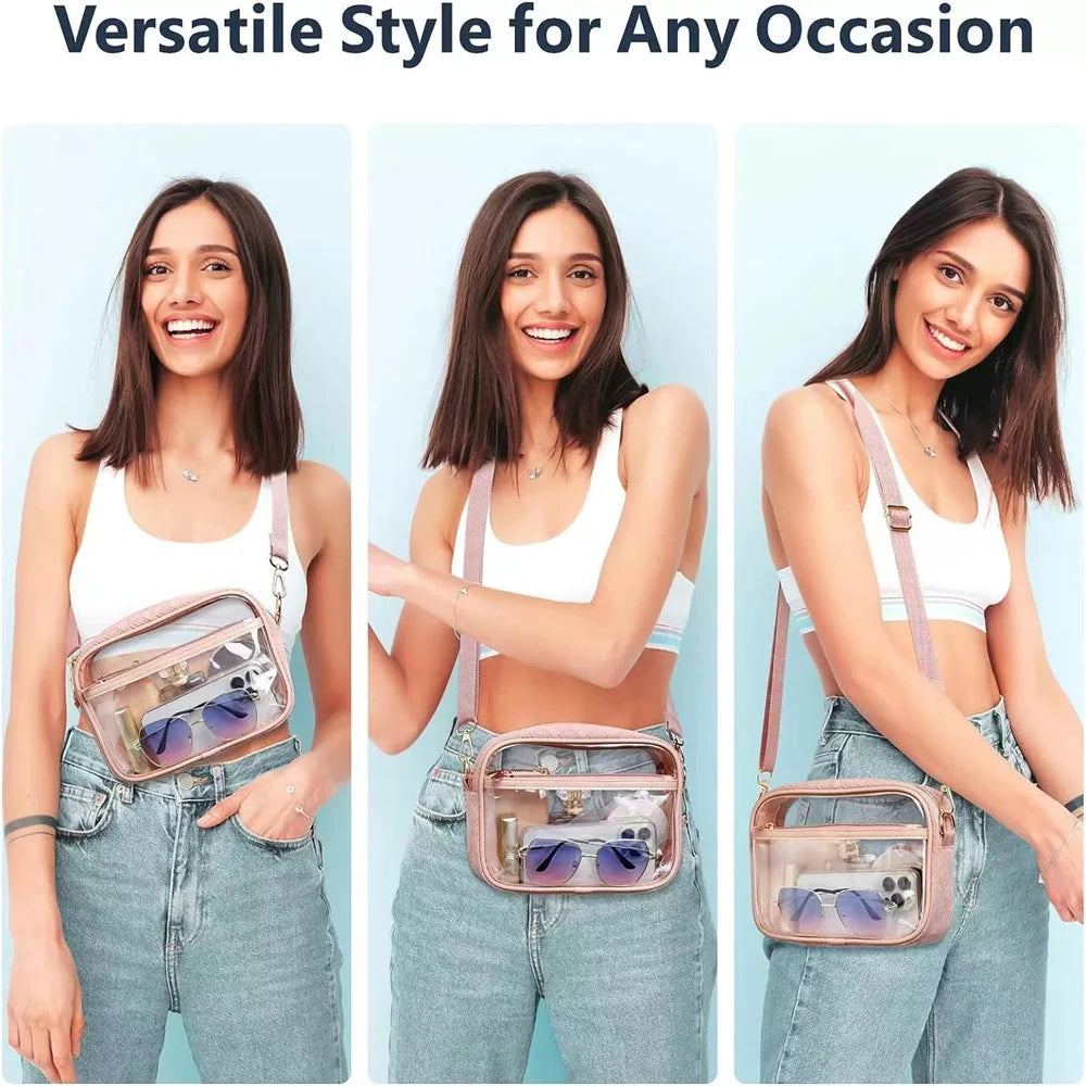 Transparent PVC Crossbody Bag Ladies Jelly Square Shoulder Messenger Bag Waterproof Cosmetic Bag Female Phone Purse for Travel