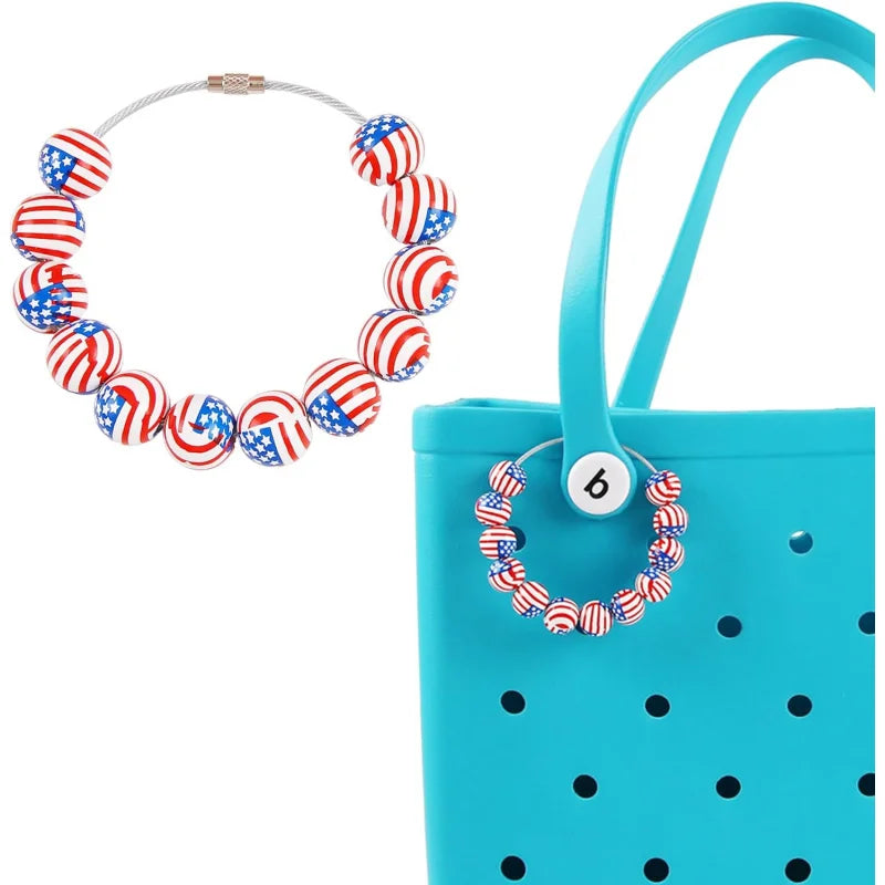 Sports Flag Bag Charm – Wooden Bead Accessory for Bogg Bags, Simply Totes & Beach Bags