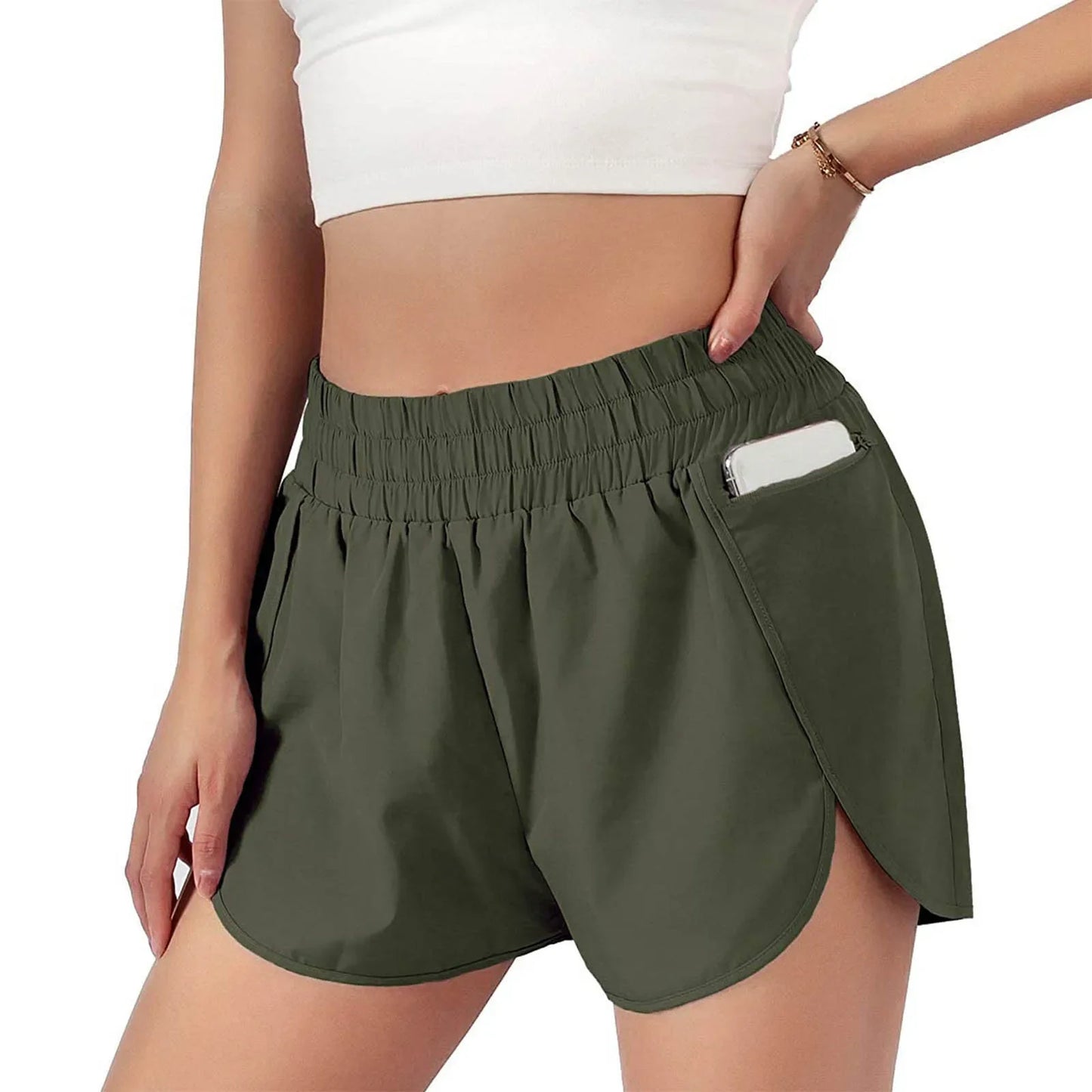 Women’s 2-in-1 Running Shorts with Zipper Pocket – Sports, Yoga, Tennis, Fitness (S-2XL)