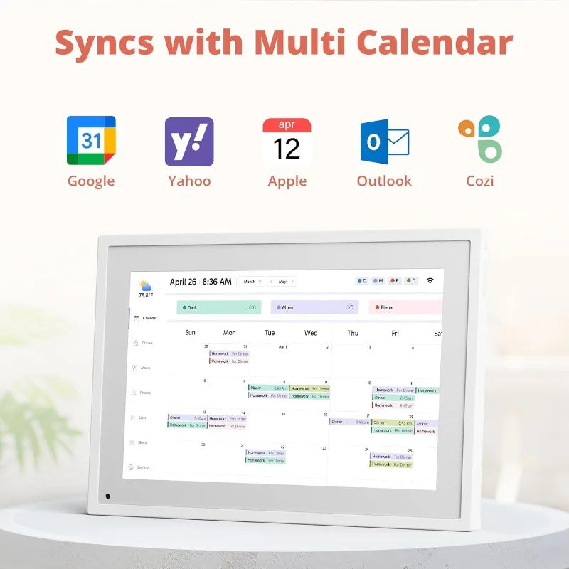 Digital 10” Touchscreen Family Calendar & Chore Chart – Smart Monthly, Weekly & Daily Planner for Home Organization