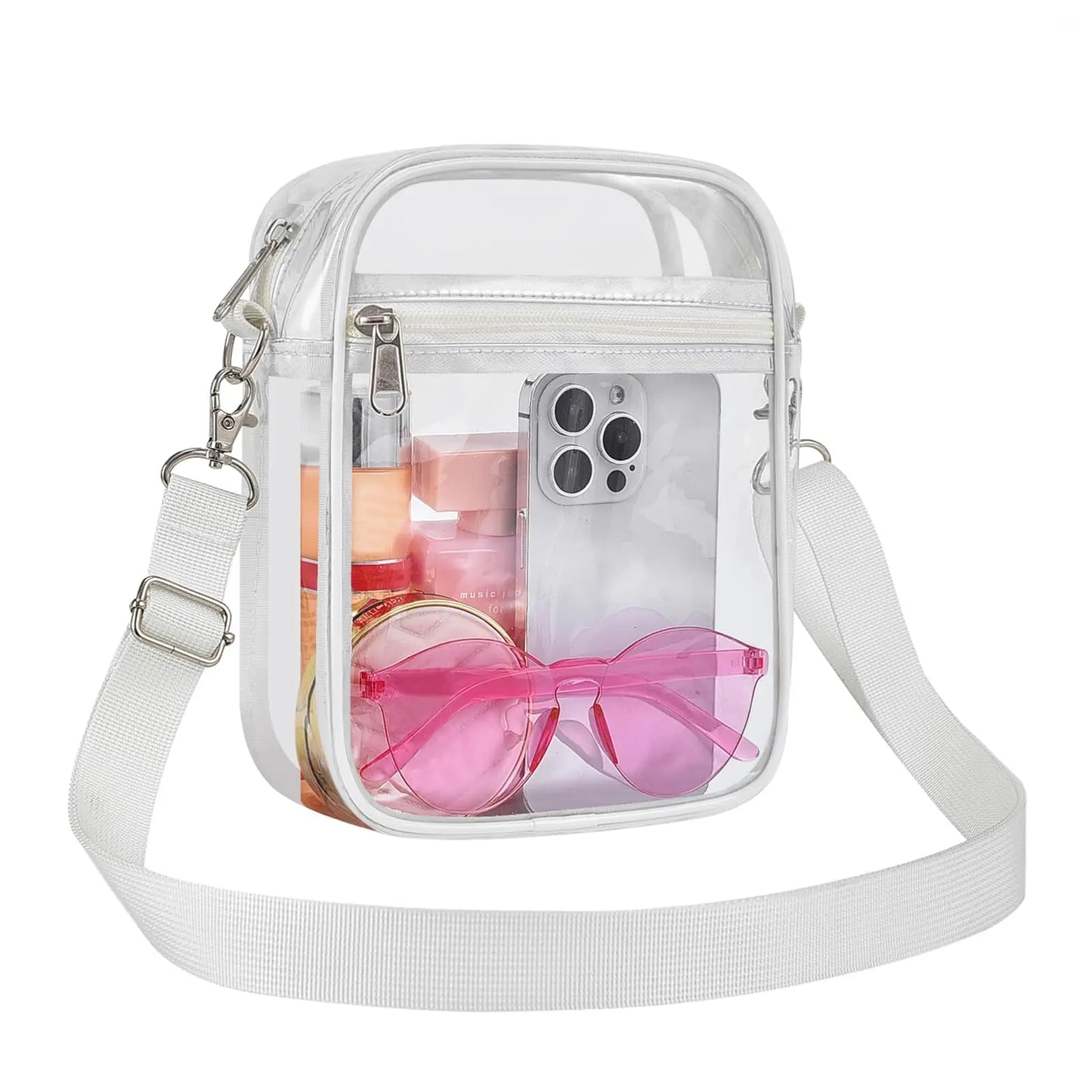 Clear Stadium Approved Crossbody Bag – Waterproof Transparent PVC Purse for Women, Concerts & Sporting Events