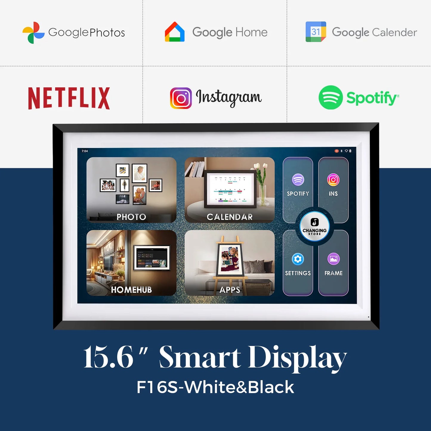 15.6” Smart Display Canvas – Touchscreen Family Calendar, Home Hub & Music Frame with Google Assistant