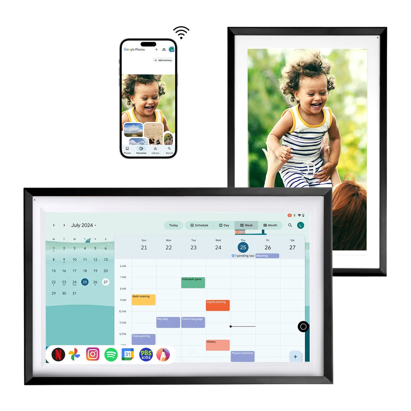 15.6” Smart Display Canvas – Touchscreen Family Calendar, Home Hub & Music Frame with Google Assistant