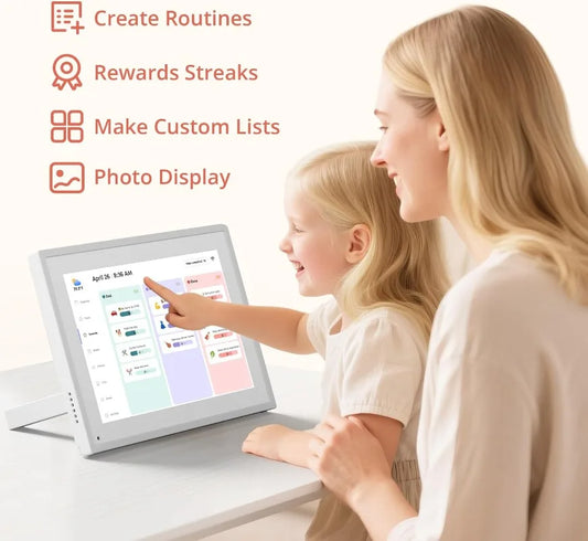 Digital 10” Touchscreen Family Calendar & Chore Chart – Smart Monthly, Weekly & Daily Planner for Home Organization