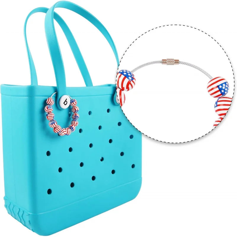 Sports Flag Bag Charm – Wooden Bead Accessory for Bogg Bags, Simply Totes & Beach Bags