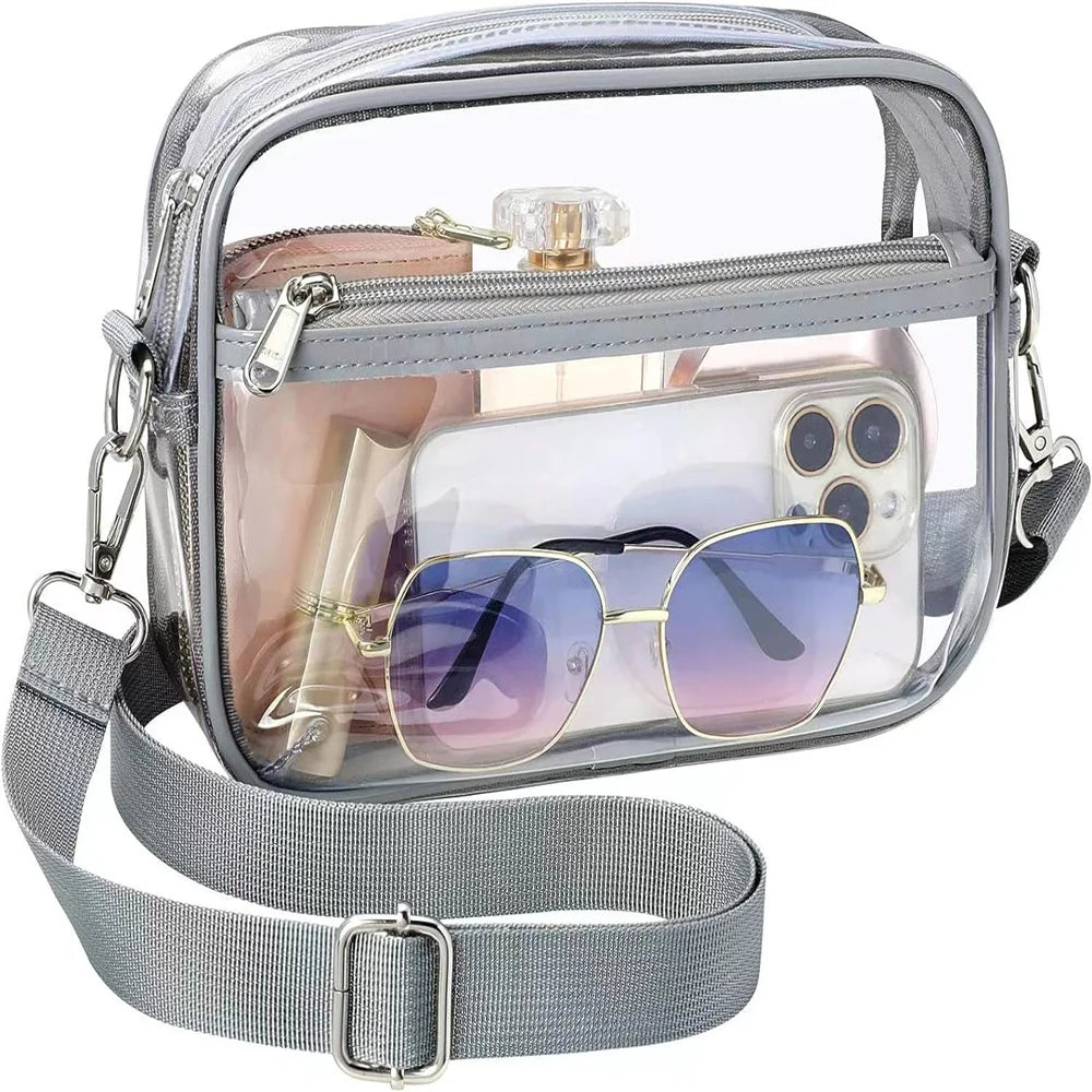 Transparent PVC Crossbody Bag Ladies Jelly Square Shoulder Messenger Bag Waterproof Cosmetic Bag Female Phone Purse for Travel
