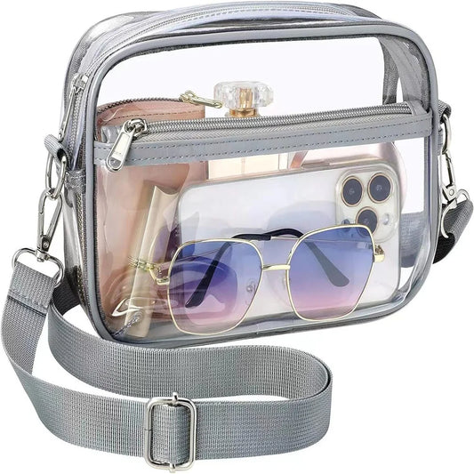 Transparent PVC Crossbody Bag Ladies Jelly Square Shoulder Messenger Bag Waterproof Cosmetic Bag Female Phone Purse for Travel