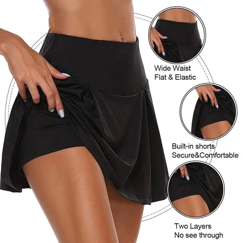 SSummer Women’s Sports Skirt – High Waist Quick-Dry Tennis Skirt with Built-In Shorts for Fitness