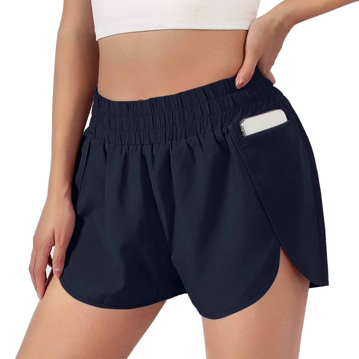 Women’s 2-in-1 Running Shorts with Zipper Pocket – Sports, Yoga, Tennis, Fitness (S-2XL)
