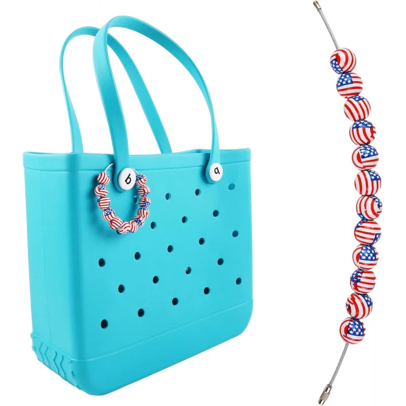 Sports Flag Bag Charm – Wooden Bead Accessory for Bogg Bags, Simply Totes & Beach Bags