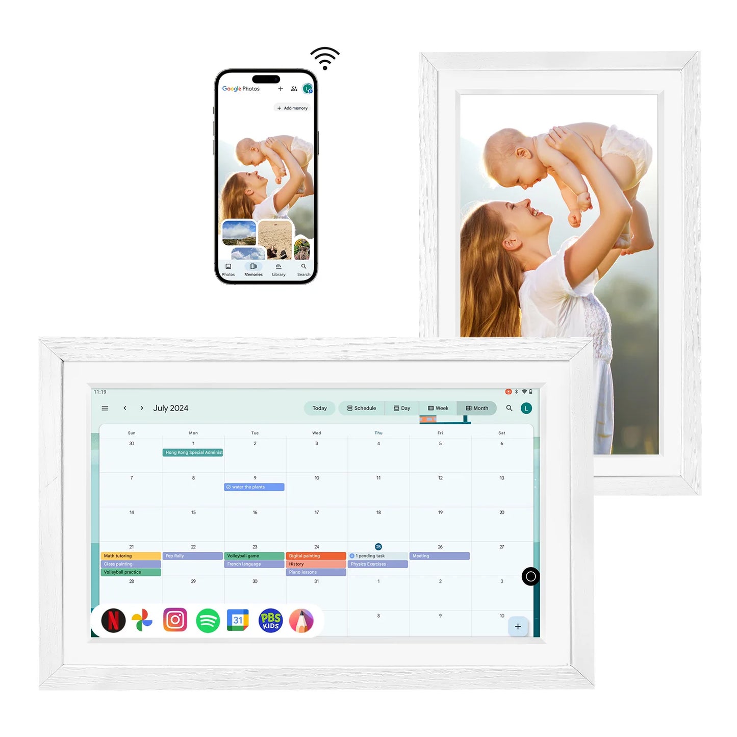15.6” Smart Display Canvas – Touchscreen Family Calendar, Home Hub & Music Frame with Google Assistant