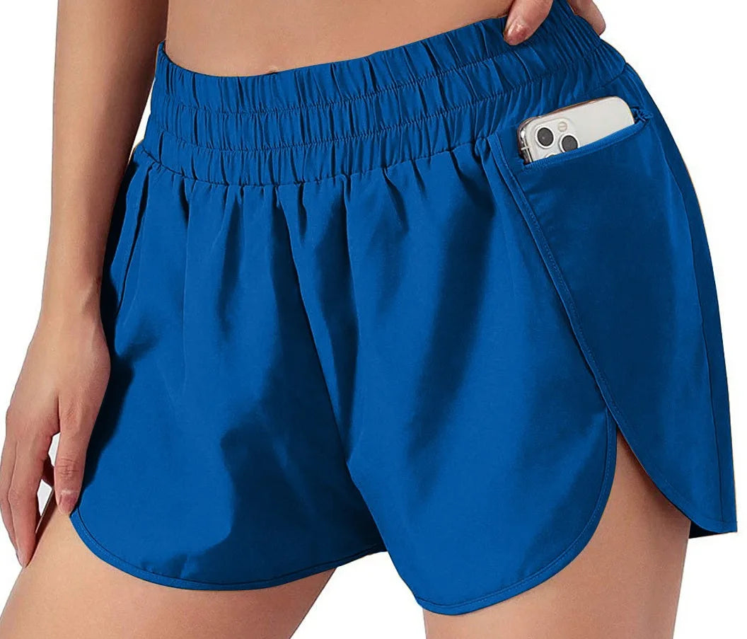Women’s 2-in-1 Running Shorts with Zipper Pocket – Sports, Yoga, Tennis, Fitness (S-2XL)