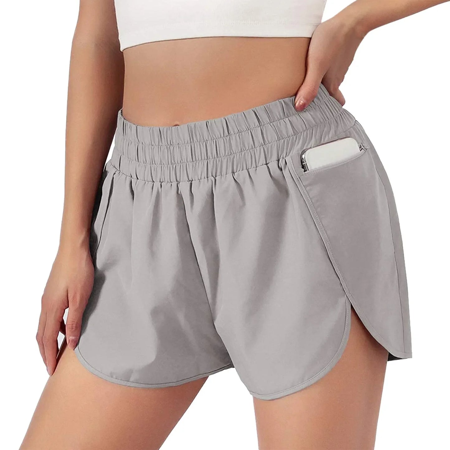 Women’s 2-in-1 Running Shorts with Zipper Pocket – Sports, Yoga, Tennis, Fitness (S-2XL)