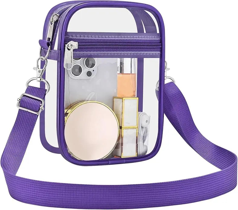 Clear Stadium Approved Crossbody Bag – Waterproof Transparent PVC Purse for Women, Concerts & Sporting Events