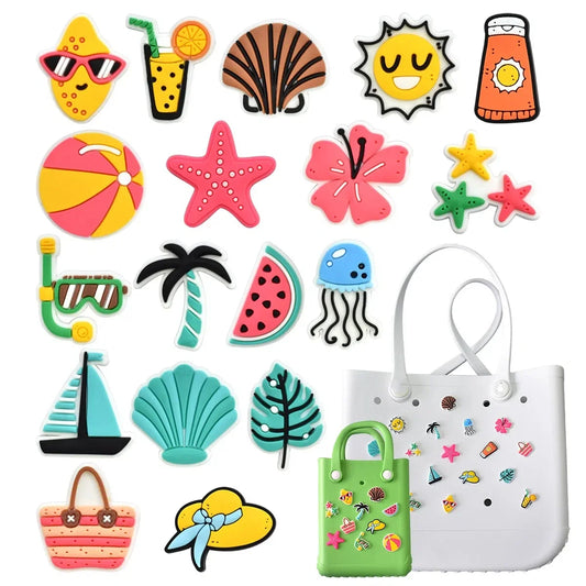 "Summer EVA Beach Bag Charms – Oversized Buckle Accessories for Bogg Tote Bags, DIY Decorative Pendants for Women & Travel Gifts"