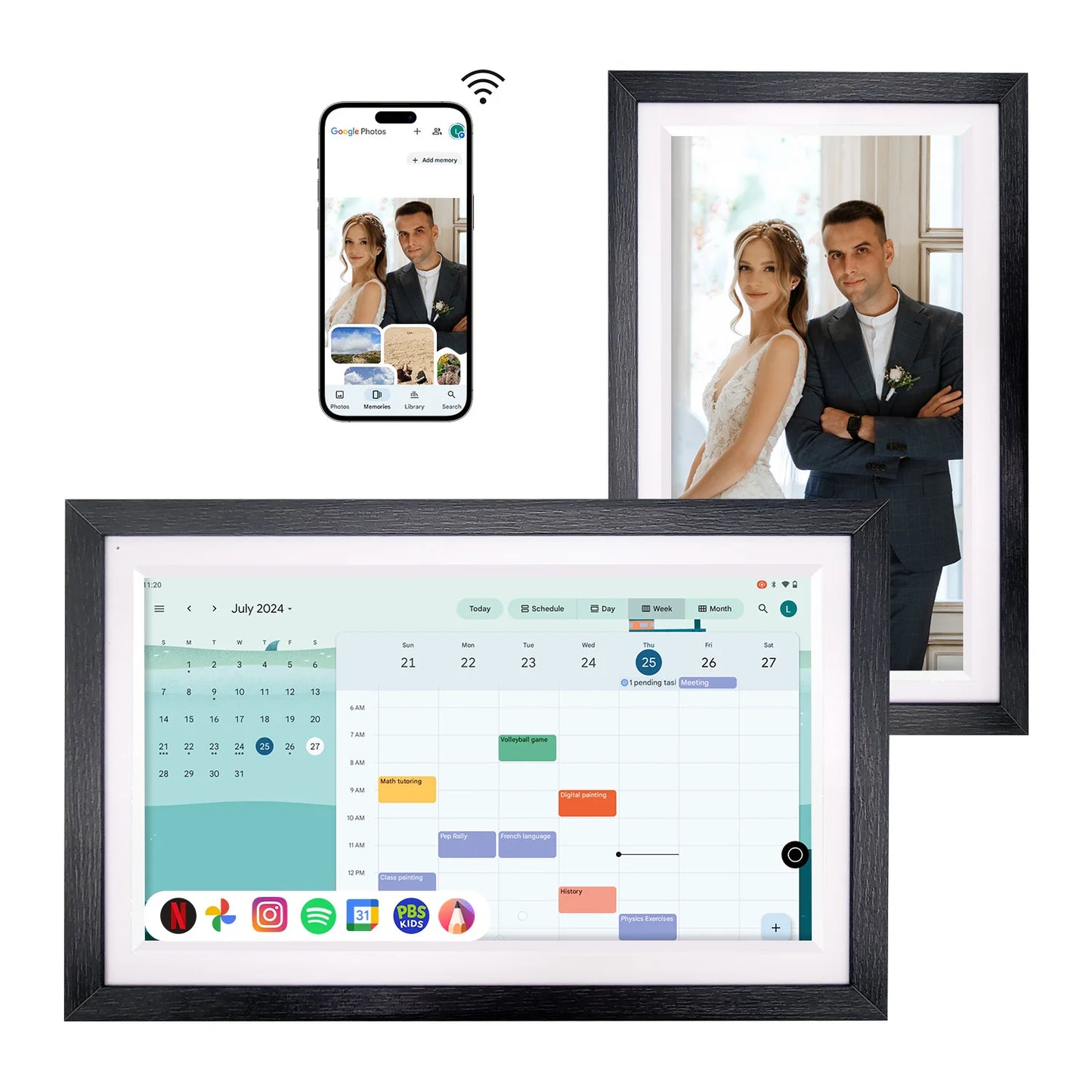 15.6” Smart Display Canvas – Touchscreen Family Calendar, Home Hub & Music Frame with Google Assistant
