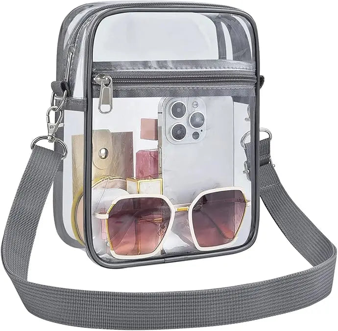 Clear Stadium Approved Crossbody Bag – Waterproof Transparent PVC Purse for Women, Concerts & Sporting Events
